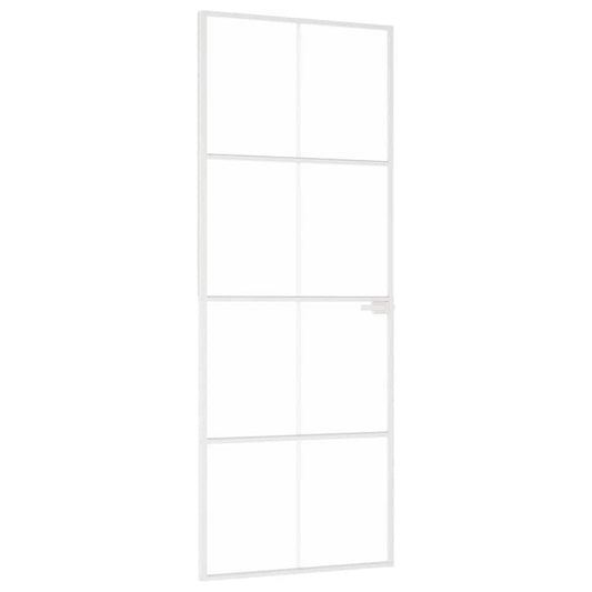 vidaXL Εσωτερική Πόρτα Λευκή 76x201,5 εκ. Ψημένο Γυαλί&Λεπτό Αλουμίνιο