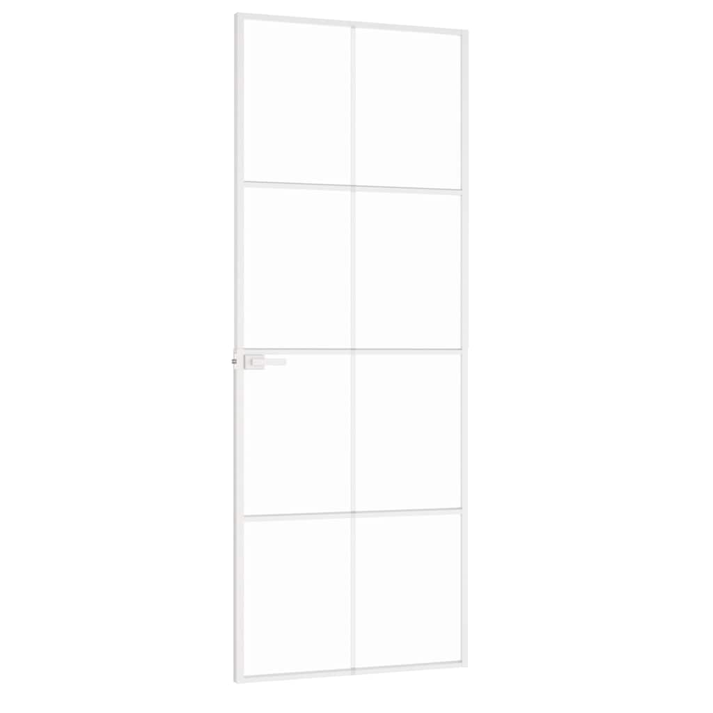 vidaXL Εσωτερική Πόρτα Λευκή 76x201,5 εκ. Ψημένο Γυαλί&Λεπτό Αλουμίνιο