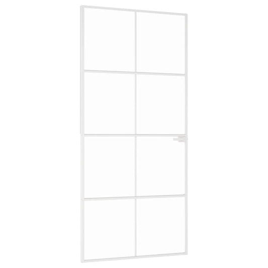 vidaXL Εσωτερική Πόρτα Λευκή 93x201,5 εκ. Ψημένο Γυαλί&Λεπτό Αλουμίνιο