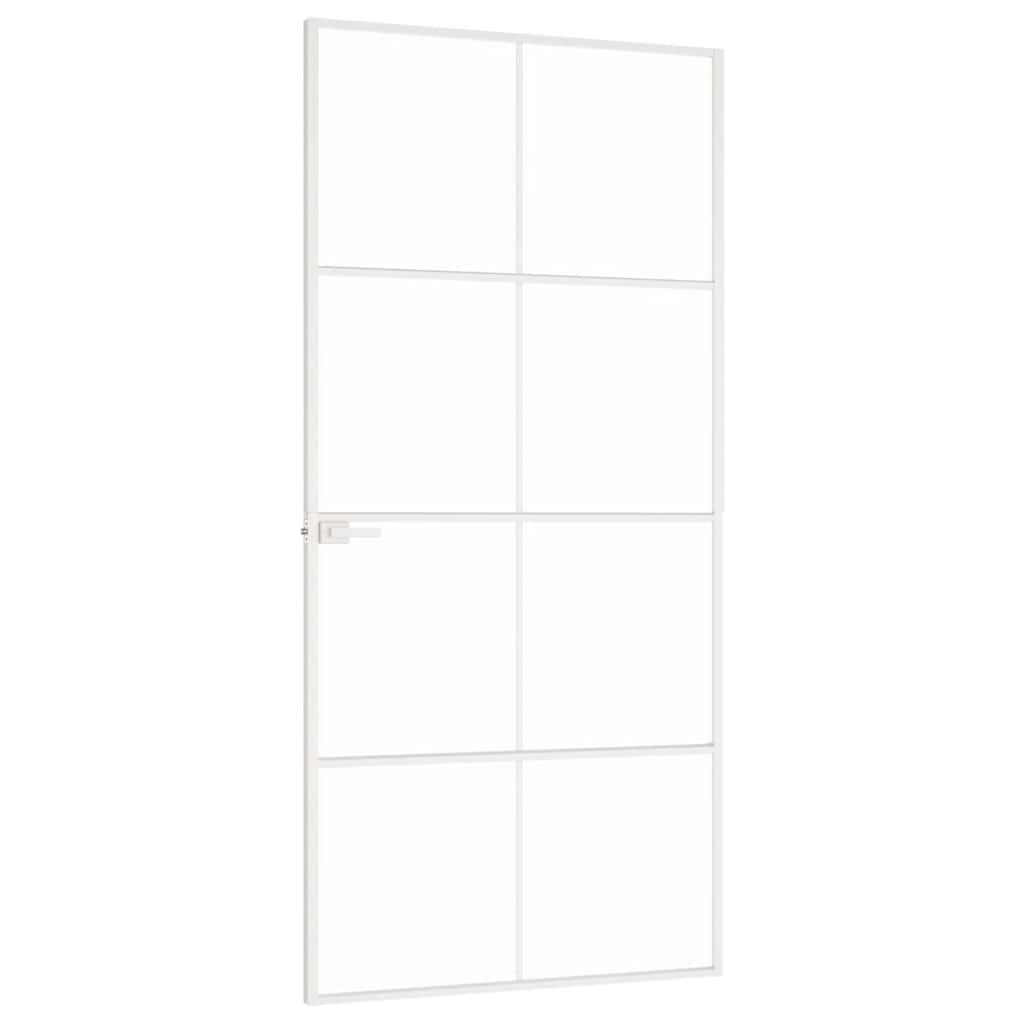 vidaXL Εσωτερική Πόρτα Λευκή 93x201,5 εκ. Ψημένο Γυαλί&Λεπτό Αλουμίνιο