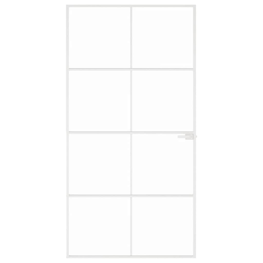 vidaXL Εσωτερική Πόρτα Λευκή 102x201,5εκ. Ψημένο Γυαλί&Λεπτό Αλουμίνιο