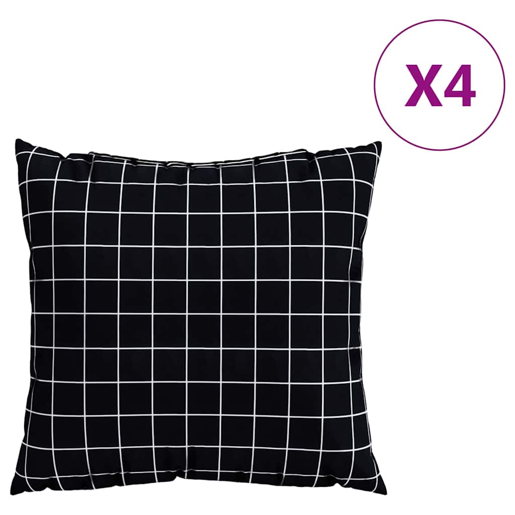 vidaXL Διασκορπισμένα Μαξιλάρια 4 pcs Ύφασμα Πολυεστέρα Μαύρη Καρώ