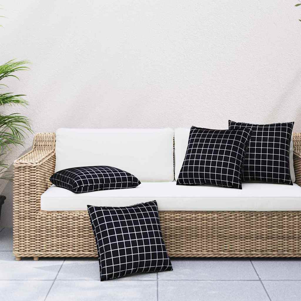 vidaXL Διασκορπισμένα Μαξιλάρια 4 pcs Ύφασμα Πολυεστέρα Μαύρη Καρώ