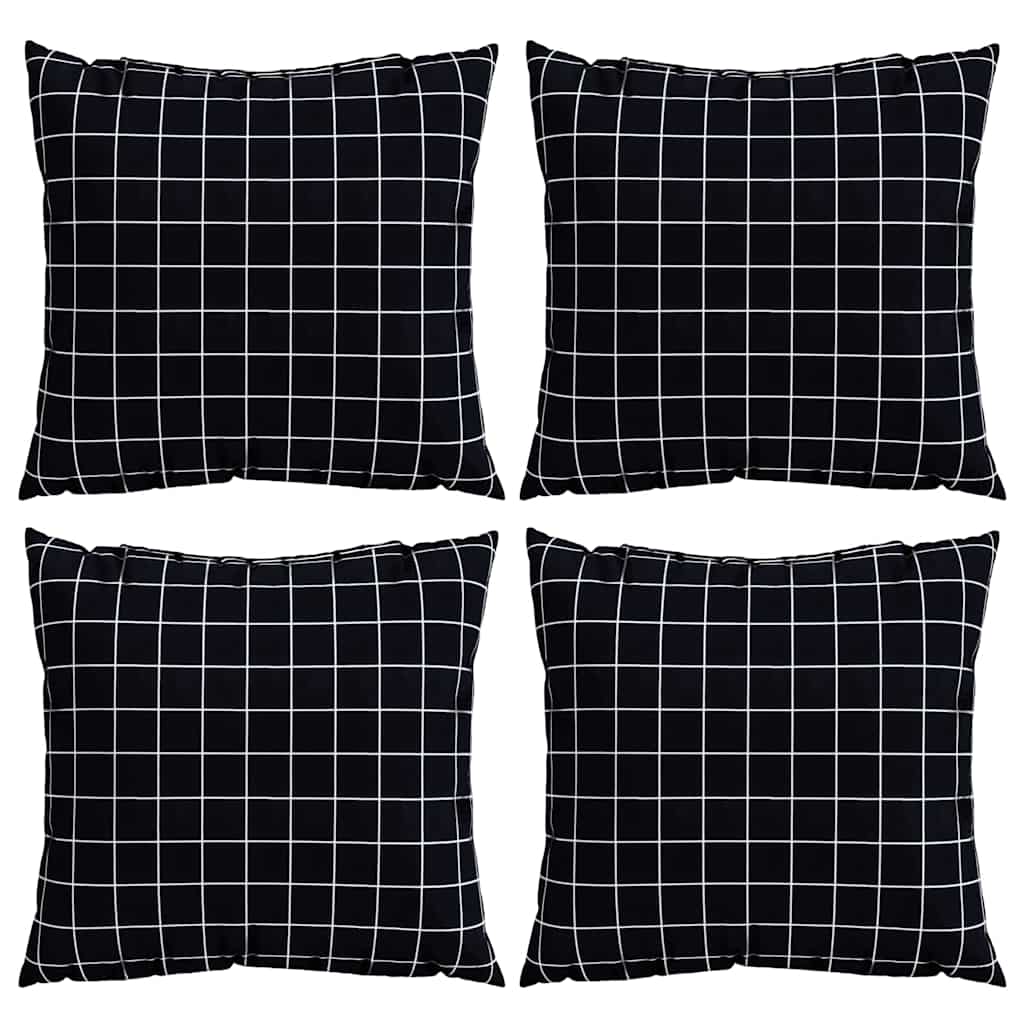 vidaXL Διασκορπισμένα Μαξιλάρια 4 pcs Ύφασμα Πολυεστέρα Μαύρη Καρώ