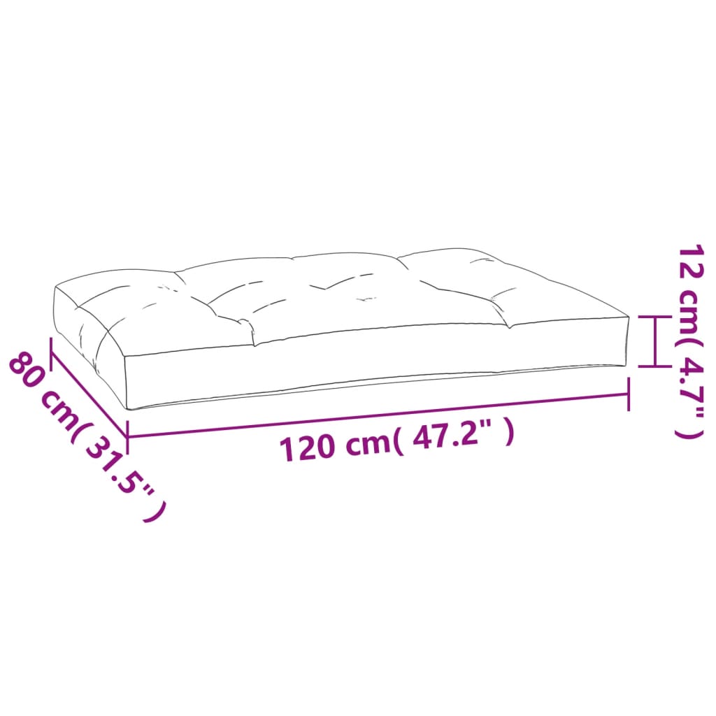 vidaXL Μαξιλάρι Παλέτας Μπλε & Λευκό Ριγέ 120 x 80 x 12 εκ. Υφασμάτινο