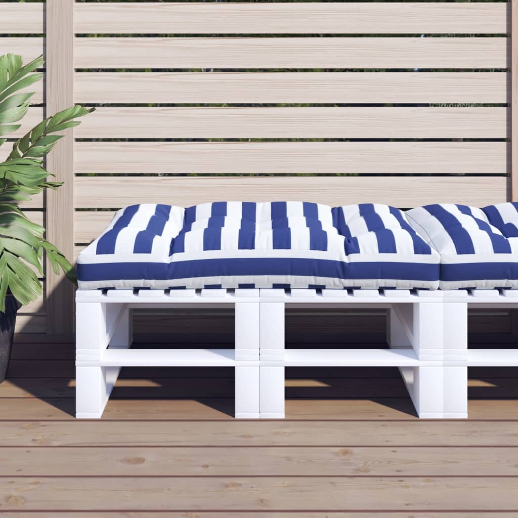 vidaXL Μαξιλάρι Παλέτας Μπλε & Λευκό Ριγέ 120 x 80 x 12 εκ. Υφασμάτινο