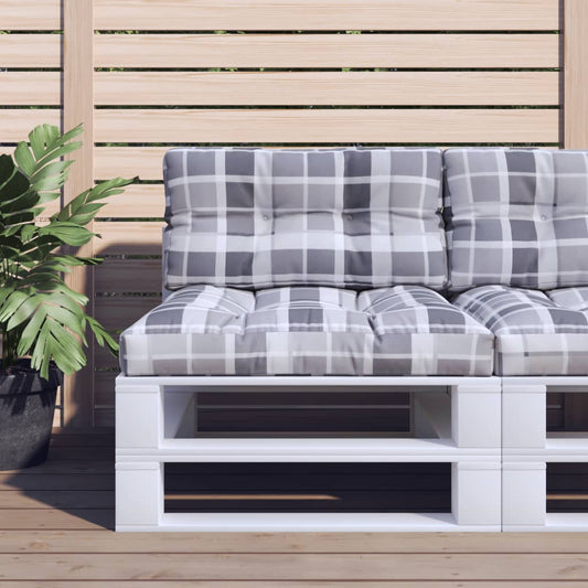 vidaXL Μαξιλάρι Παλέτας Γκρι Καρό 80 x 40 x 12 εκ. Υφασμάτινο