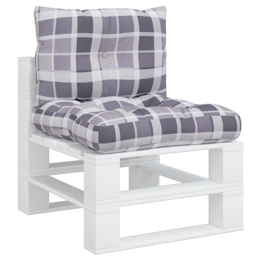 vidaXL Μαξιλάρια Παλέτας 2 τεμ. Γκρι Καρό Υφασμάτινα