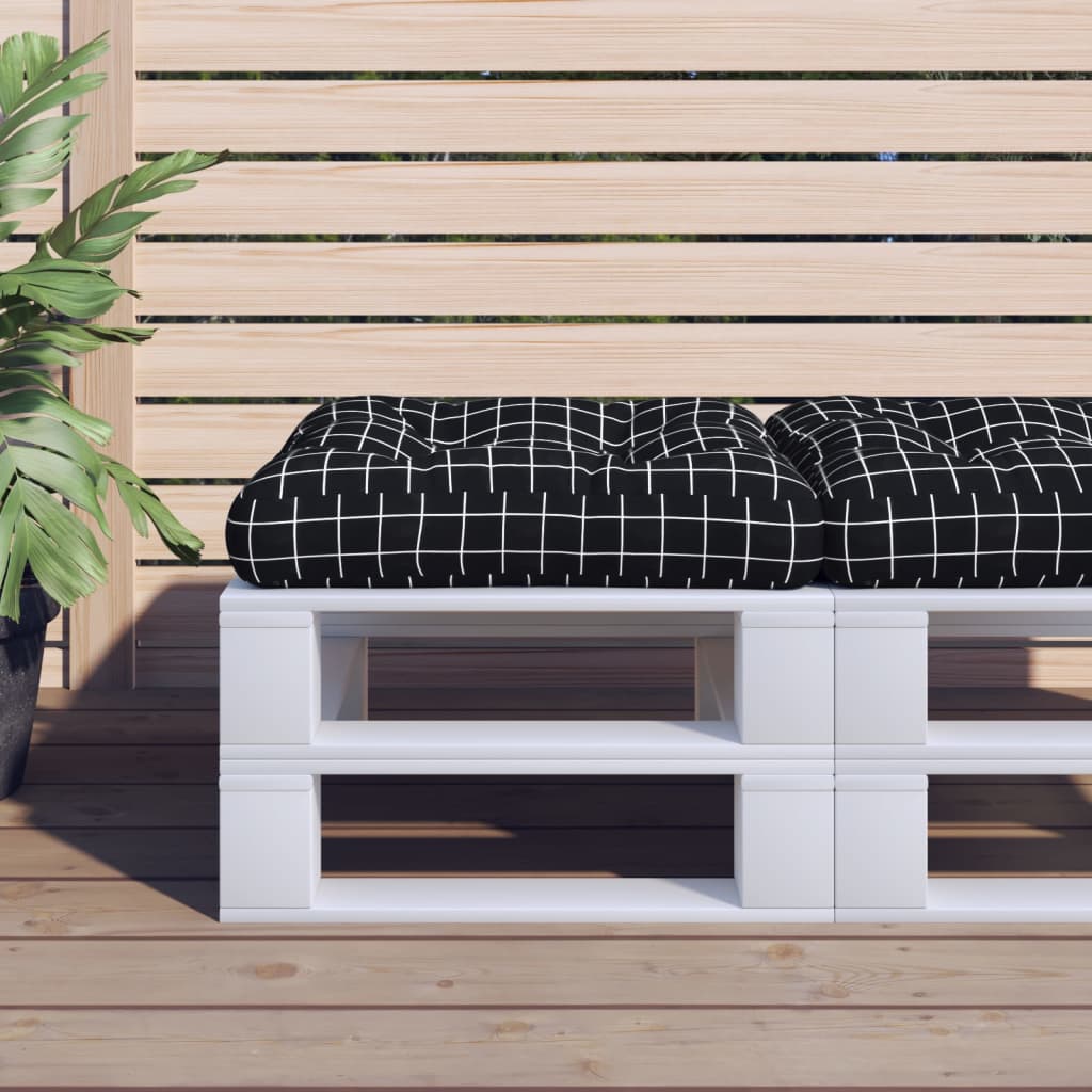 vidaXL Μαξιλάρι Παλέτας Μαύρο Καρό 58 x 58 x 10 εκ. Ύφασμα Oxford