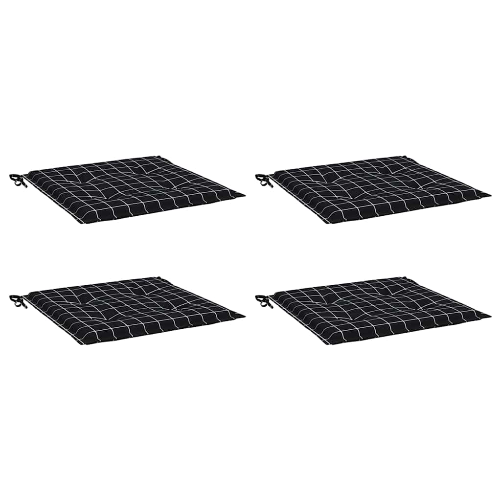 vidaXL Μαξιλάρια Καρέκλας 4 τεμ. Μαύρο Καρό 40 x 40 x 3 εκ. Υφασμάτινα
