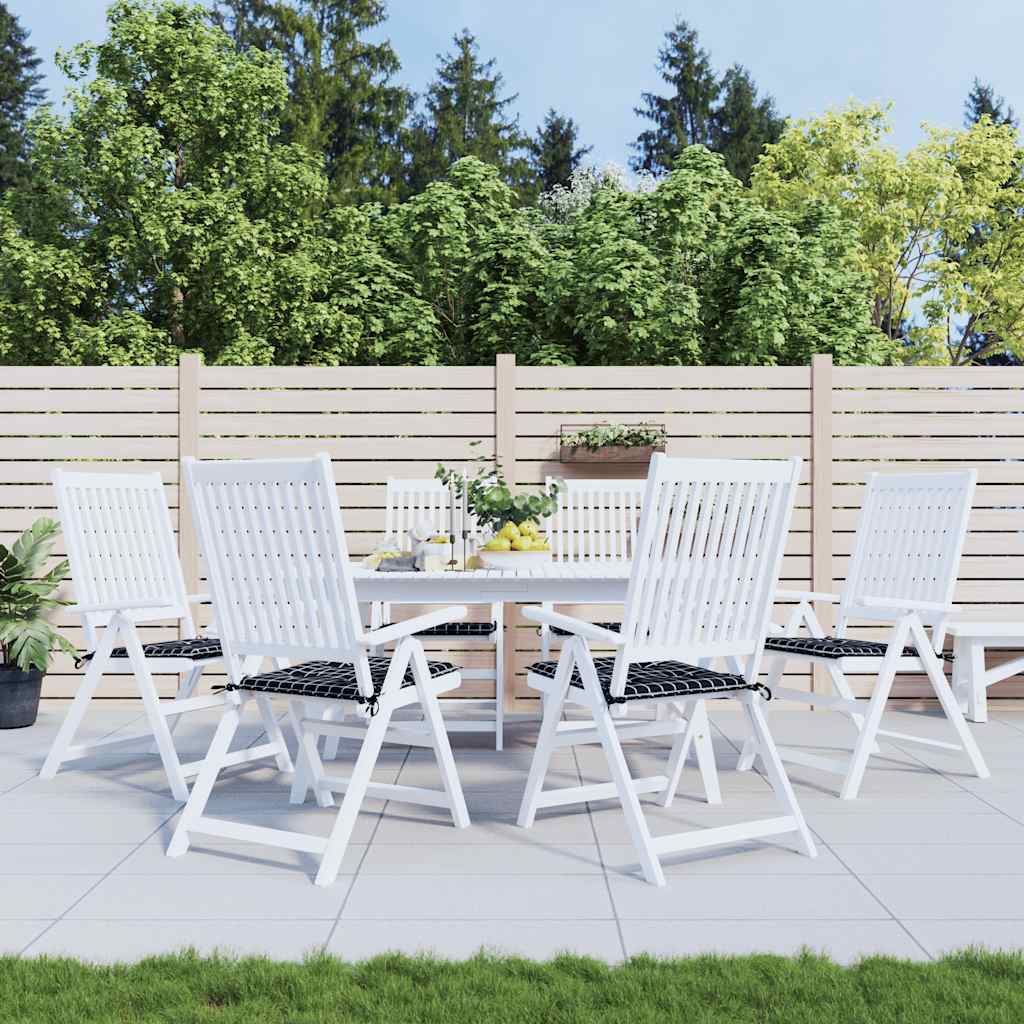 vidaXL Μαξιλάρια Καρέκλας 6 τεμ. Μαύρο Καρό 40 x 40 x 3 εκ. Υφασμάτινα
