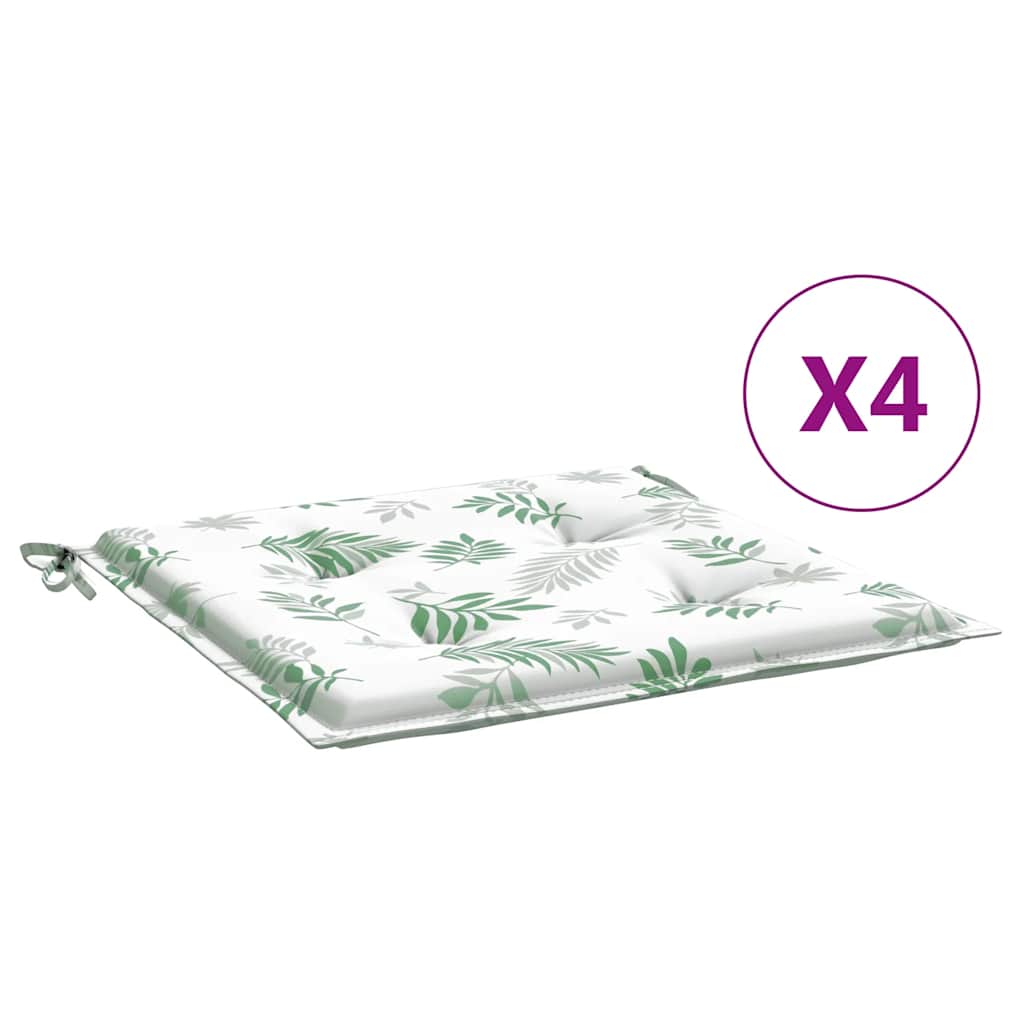 vidaXL Μαξιλάρια Καρέκλας 4 τεμ. Σχέδιο Φύλλων 40x40x3 εκ. Υφασμάτινα