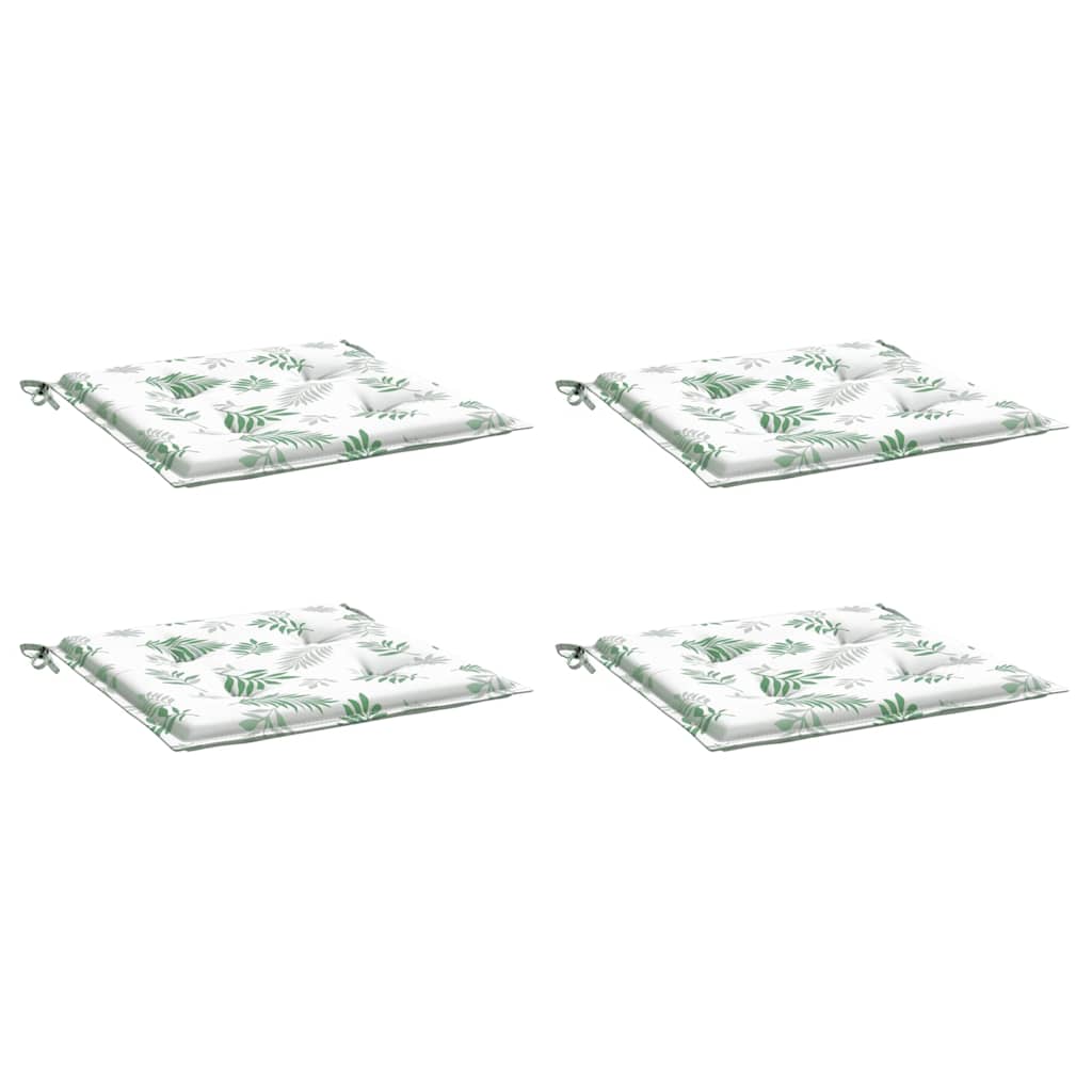 vidaXL Μαξιλάρια Καρέκλας 4 τεμ. Σχέδιο Φύλλων 40x40x3 εκ. Υφασμάτινα