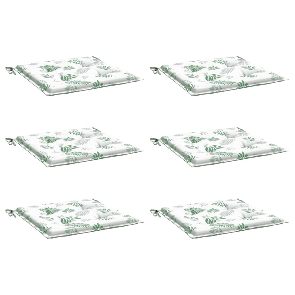 vidaXL Μαξιλάρια Καρέκλας 6 τεμ. Σχέδιο Φύλλων 40x40x4 εκ. Υφασμάτινα