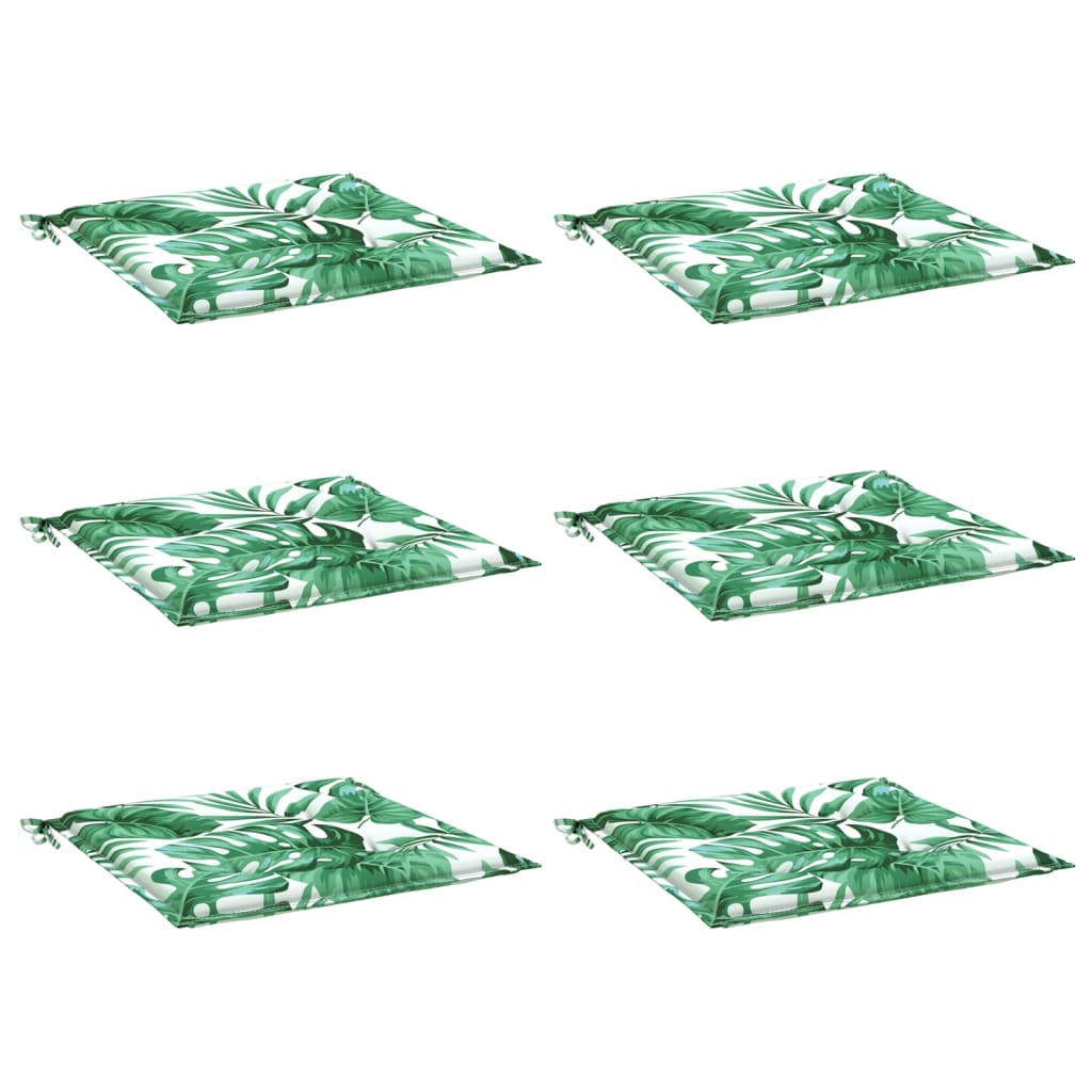 vidaXL Μαξιλάρια Καρέκλας 6 τεμ. Σχέδιο Φύλλων 50x50x3 εκ. Υφασμάτινα