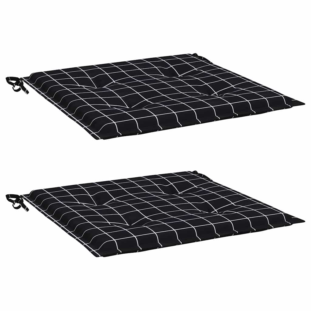 vidaXL Μαξιλάρια Καρέκλας 2 τεμ. Μαύρο Καρό 50 x 50 x 3 εκ. Υφασμάτινα