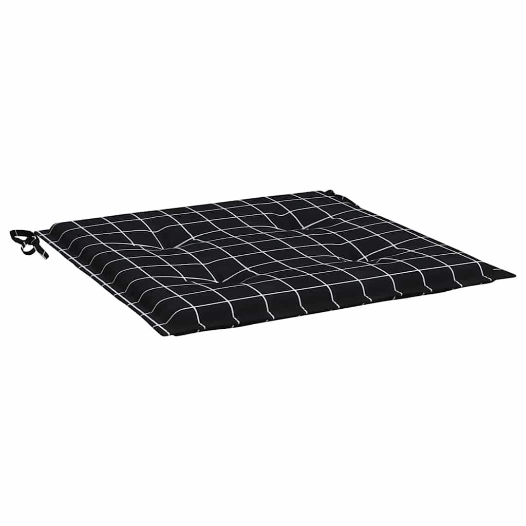 vidaXL Μαξιλάρια Καρέκλας 2 τεμ. Μαύρο Καρό 50 x 50 x 3 εκ. Υφασμάτινα