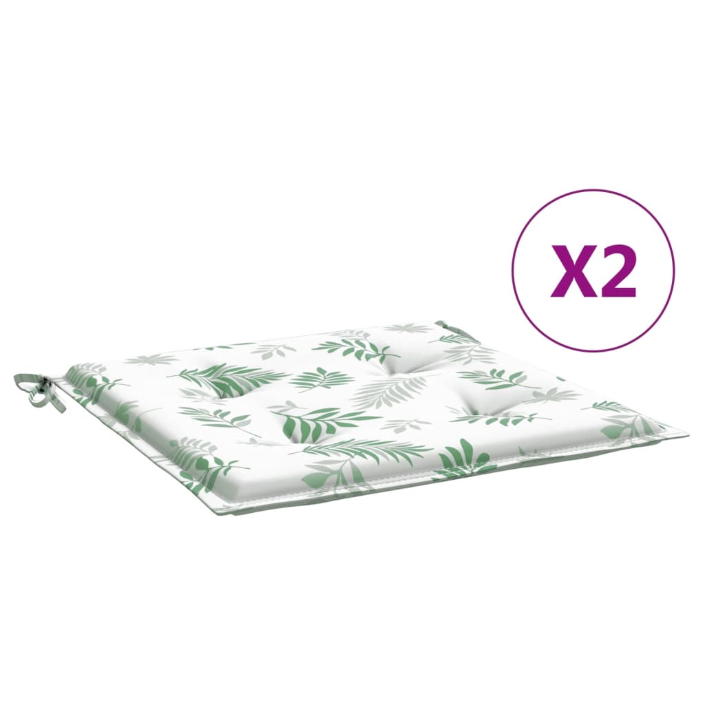 vidaXL Μαξιλάρια Καρέκλας 2 τεμ. Σχέδιο Φύλλων 50x50x4 εκ. Υφασμάτινα