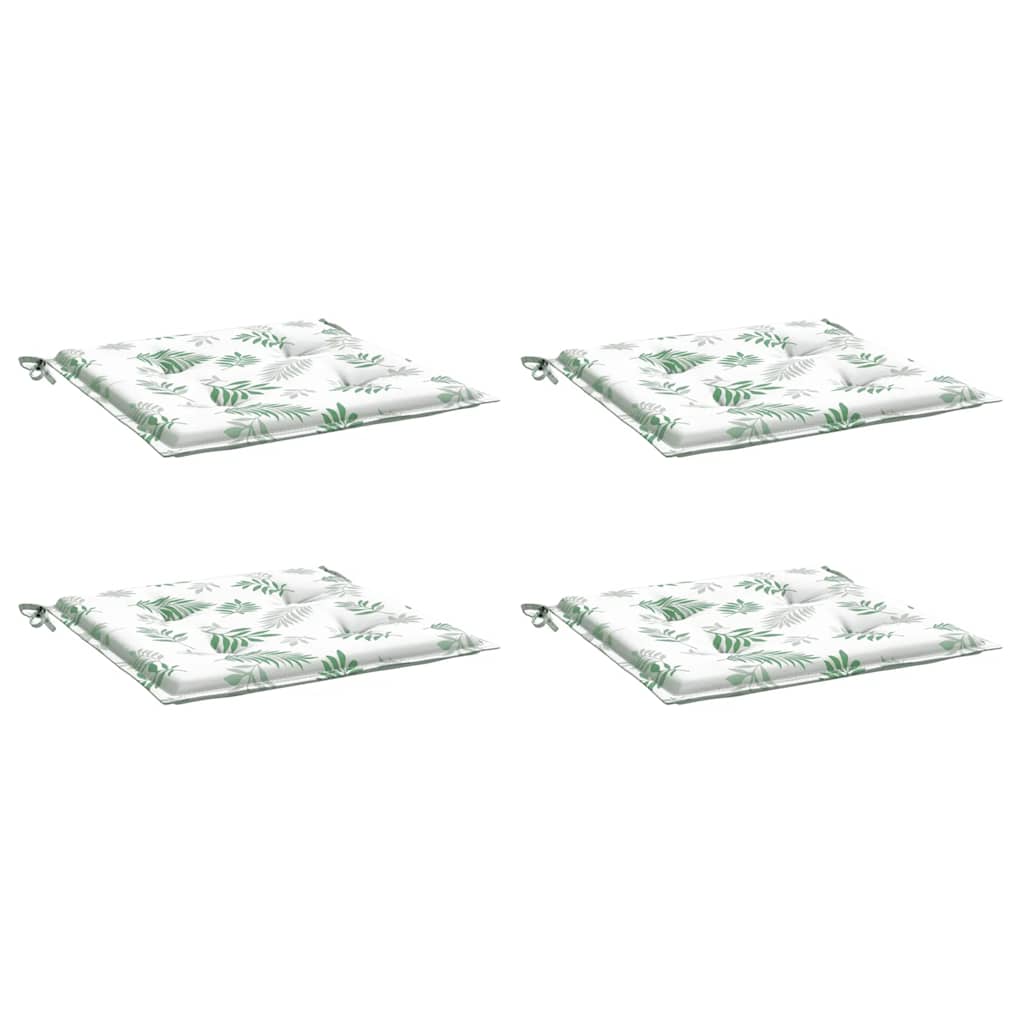 vidaXL Μαξιλάρια Καρέκλας 4 τεμ. Σχέδιο Φύλλων 50x50x3 εκ. Υφασμάτινα