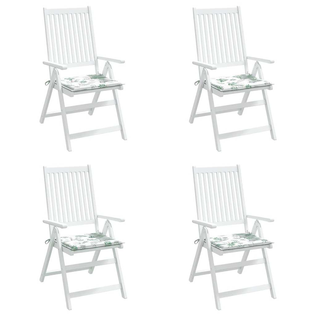 vidaXL Μαξιλάρια Καρέκλας 4 τεμ. Σχέδιο Φύλλων 50x50x3 εκ. Υφασμάτινα