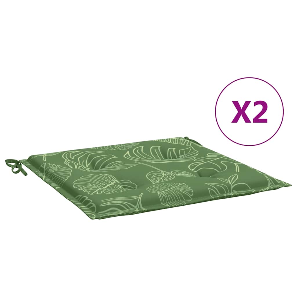 vidaXL Μαξιλάρια Καρέκλας 2 τεμ. Σχέδιο Φύλλων 50x50x4 εκ. Υφασμάτινα