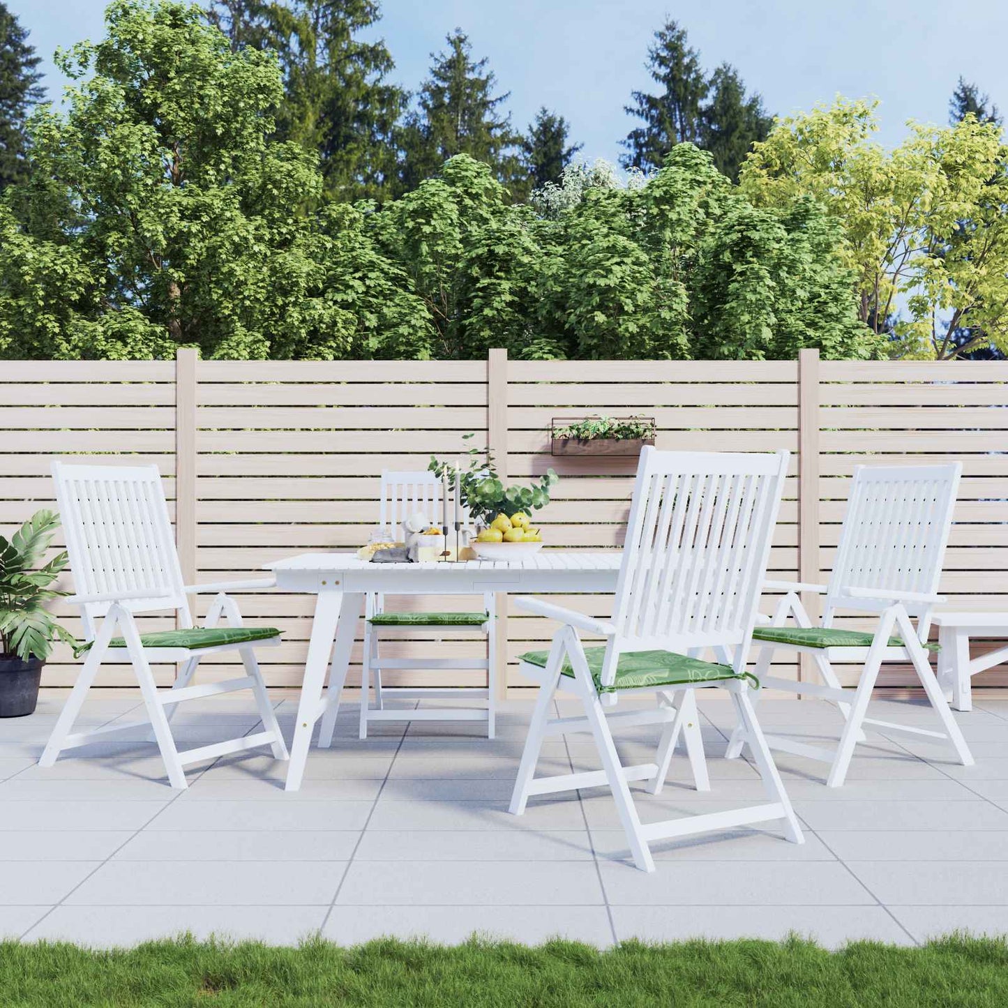 vidaXL Μαξιλάρια για καρέκλες 4 pcs Πράσινο και Λευκό 50 x 50 x 4 cm