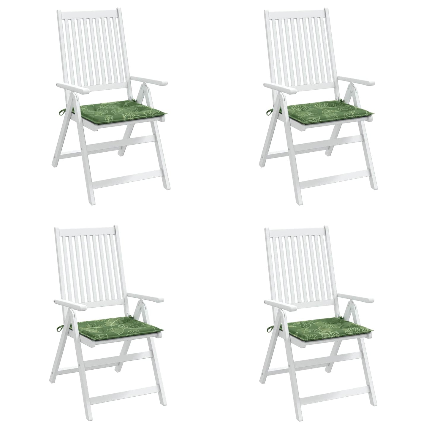 vidaXL Μαξιλάρια για καρέκλες 4 pcs Πράσινο και Λευκό 50 x 50 x 4 cm