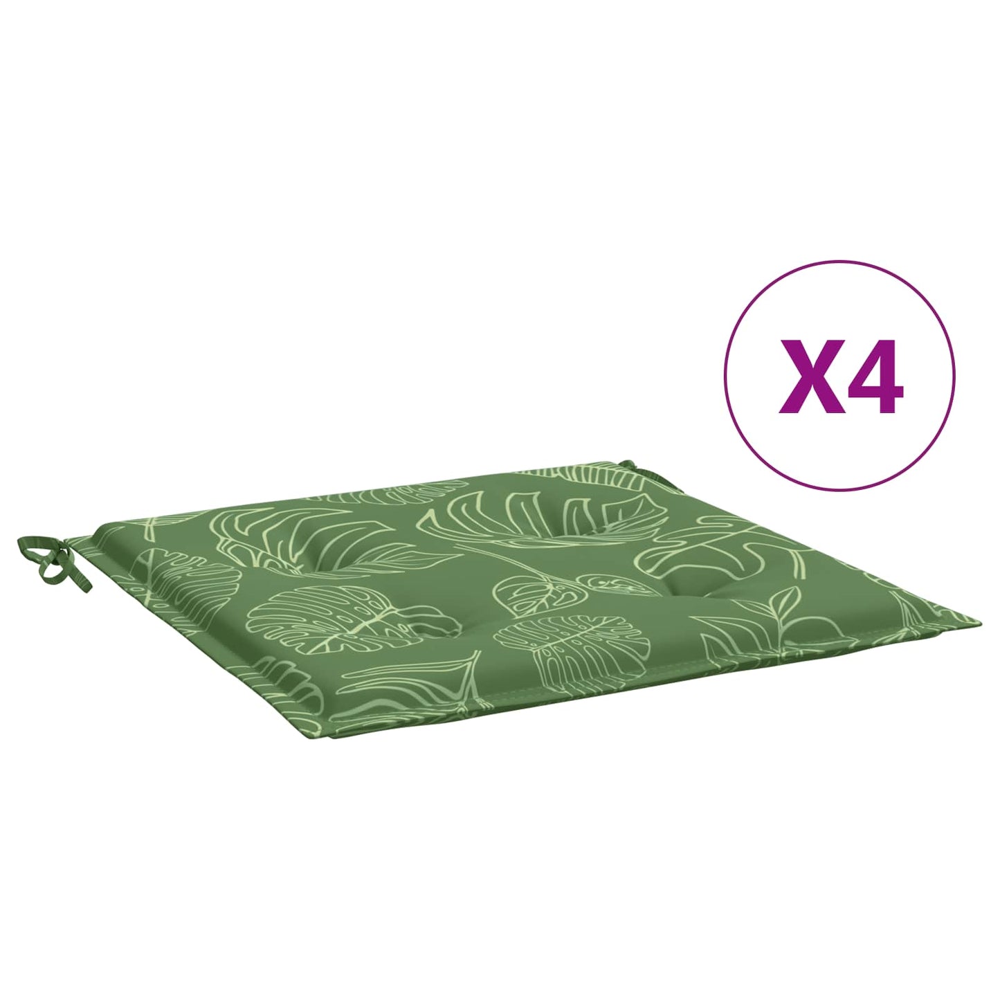 vidaXL Μαξιλάρια για καρέκλες 4 pcs Πράσινο και Λευκό 50 x 50 x 4 cm