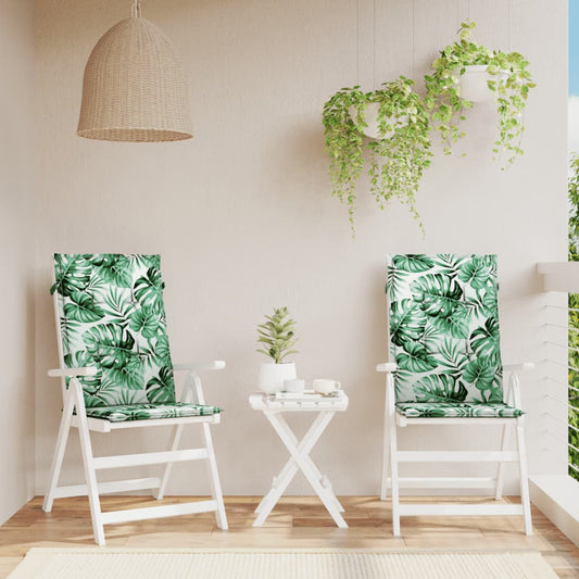vidaXL Μαξιλάρια Καρέκλας με Ψηλή Πλάτη 2 τεμ Σχέδιο Φύλλων Υφασμάτινα
