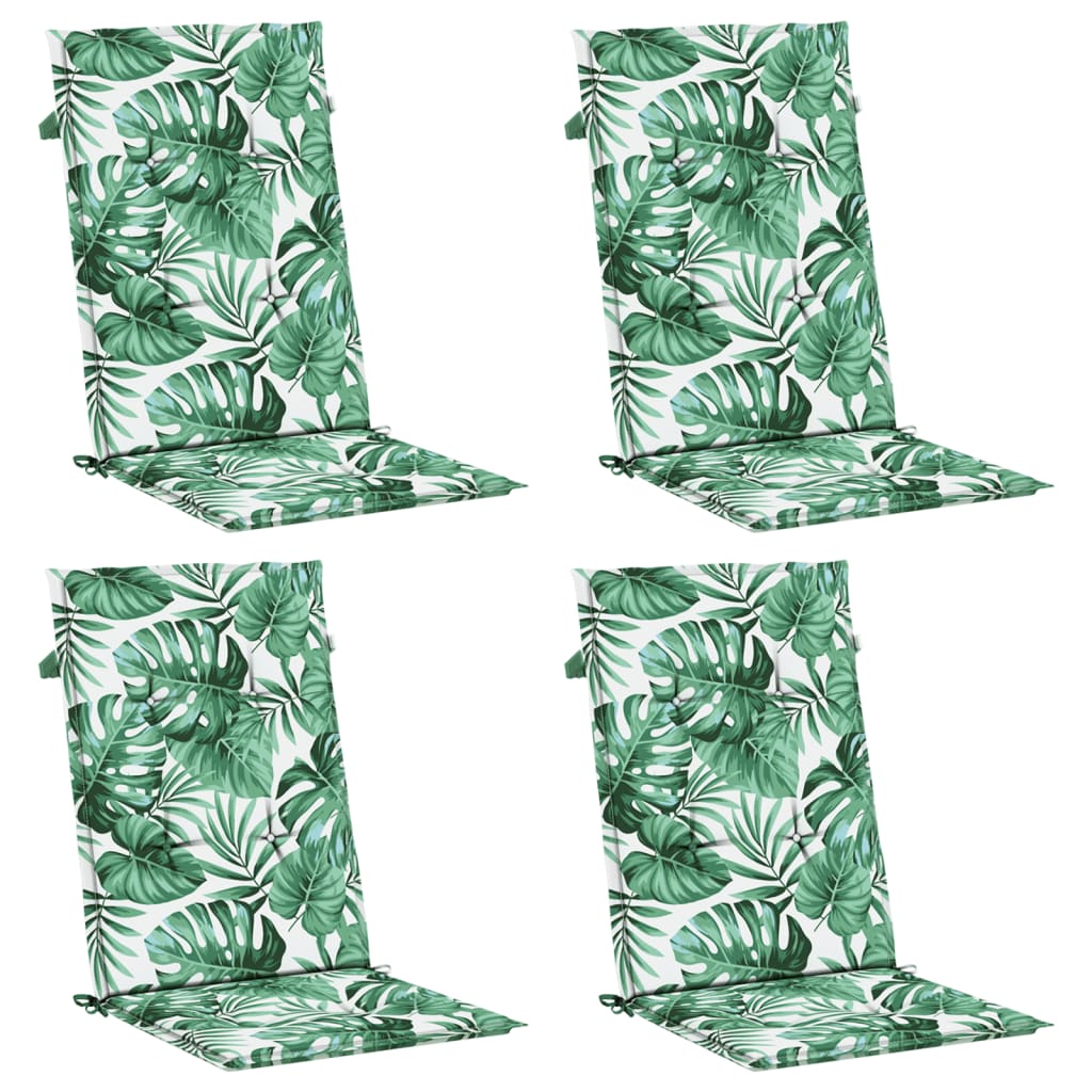 vidaXL Μαξιλάρια Καρέκλας με Ψηλή Πλάτη 4 τεμ Σχέδιο Φύλλων Υφασμάτινα