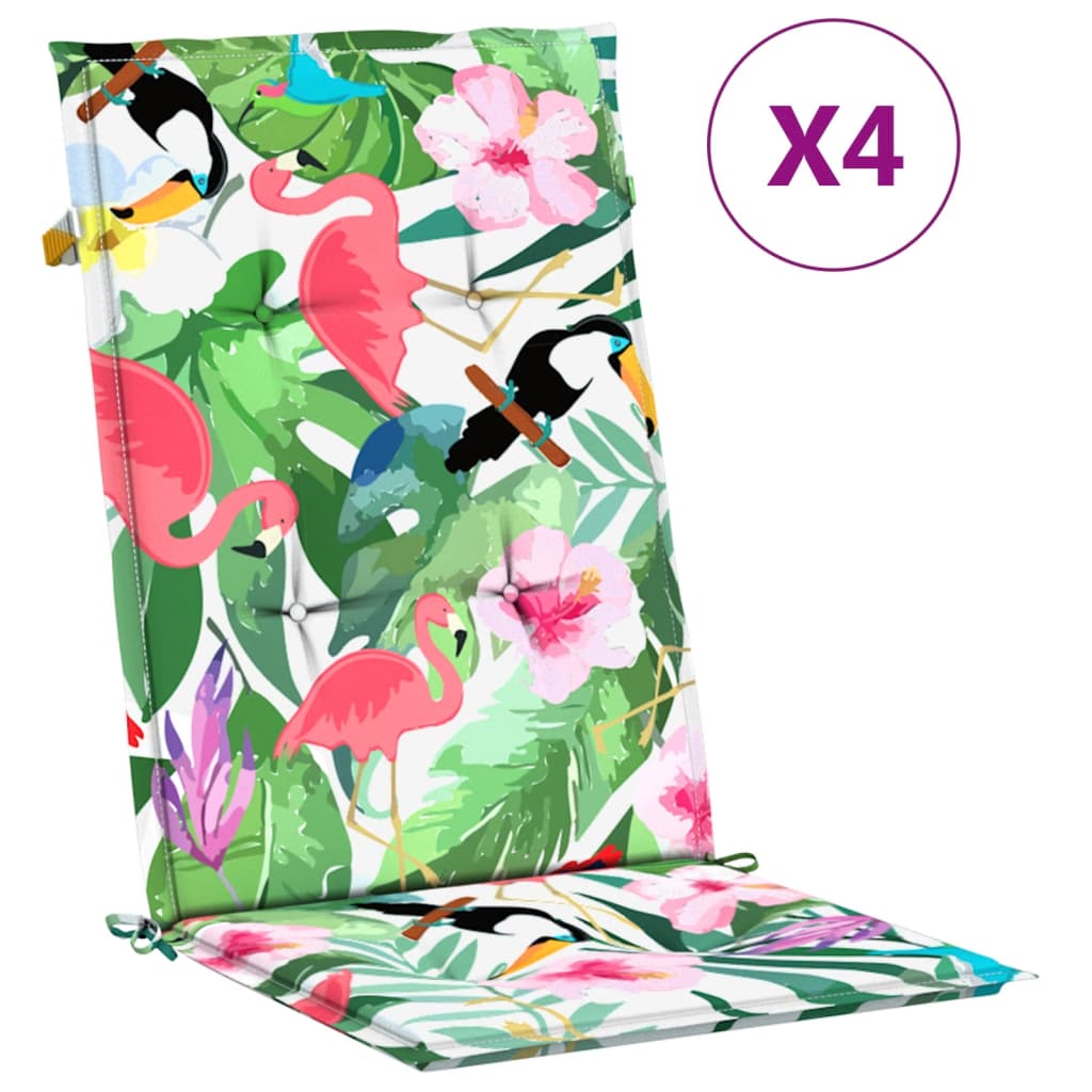 vidaXL Μαξιλάρια Καρέκλας με Ψηλή Πλάτη 4 τεμ. Πολύχρωμα Υφασμάτινα