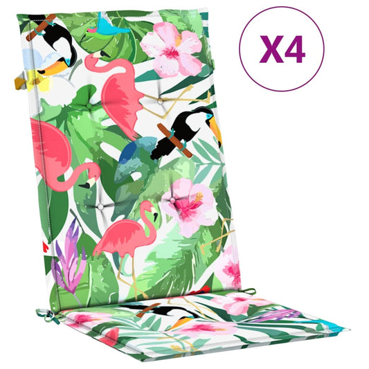 vidaXL Μαξιλάρια Καρέκλας με Ψηλή Πλάτη 4 τεμ. Πολύχρωμα Υφασμάτινα