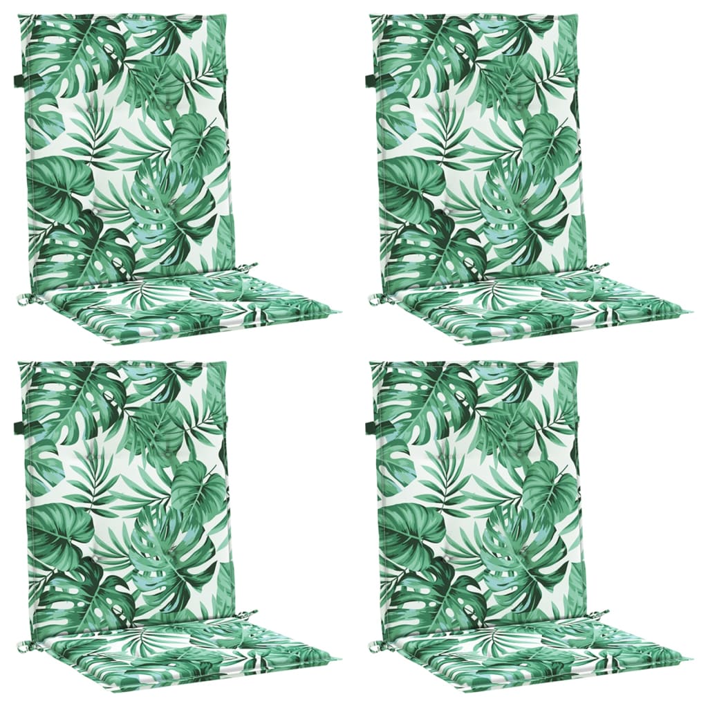 vidaXL Μαξιλάρια Καρέκλας με Πλάτη 4 τεμ. Σχέδιο με Φύλλα Υφασμάτινα