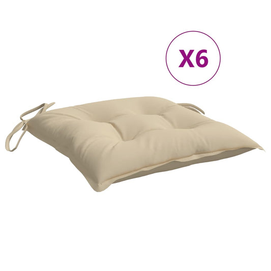 vidaXL Μαξιλάρια Καρέκλας Κήπου 6 τεμ. Μπεζ 40x40x7 εκ. Υφασμάτινα