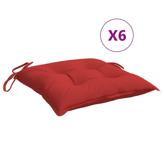 vidaXL Μαξιλάρια Καρέκλας Κήπου 6 τεμ. Κόκκινα 40x40x7 εκ. Υφασμάτινα