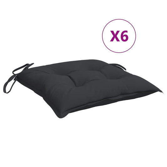 vidaXL Μαξιλάρια Καρέκλας Κήπου 6 τεμ. Μαύρα 40x40x7 εκ. Υφασμάτινα