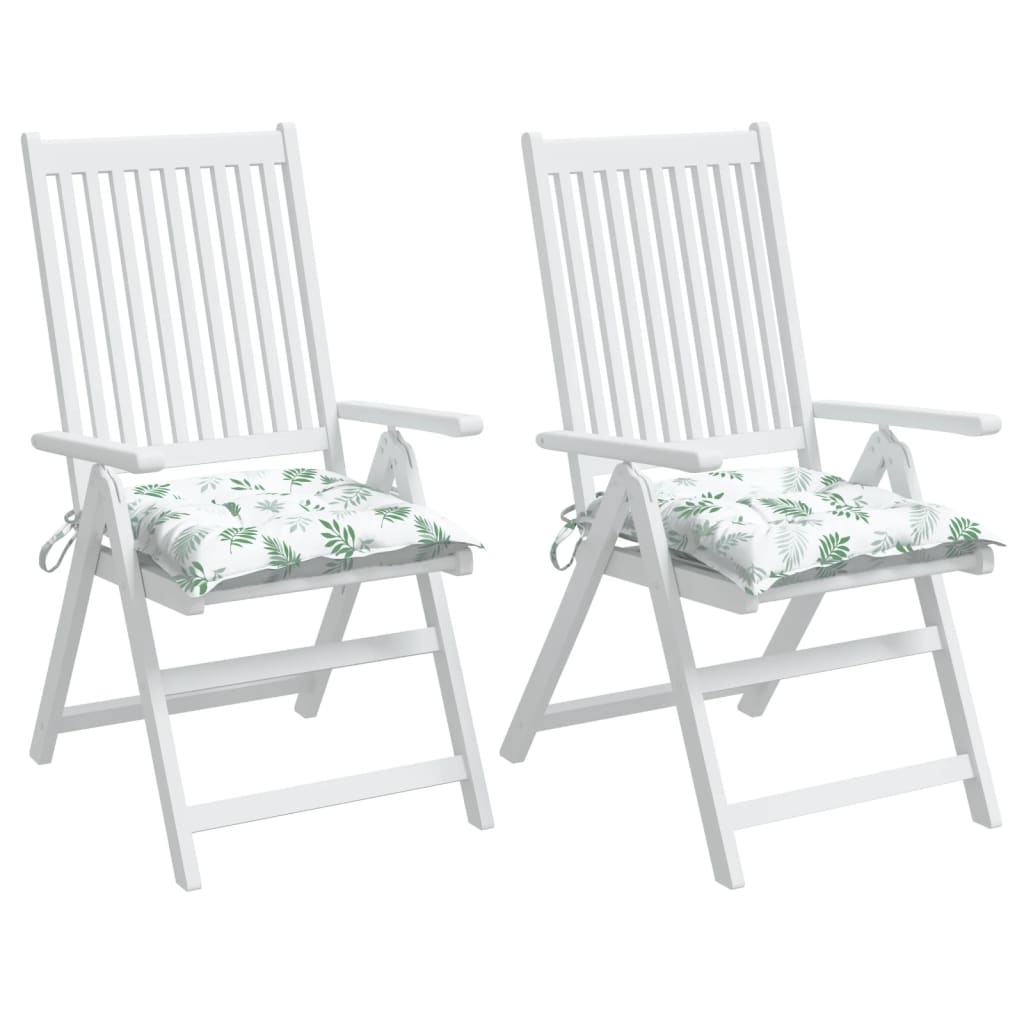 vidaXL Μαξιλάρια Καρέκλας 2 τεμ. Σχέδιο Φύλλων 40x40x7 εκ. Υφασμάτινα