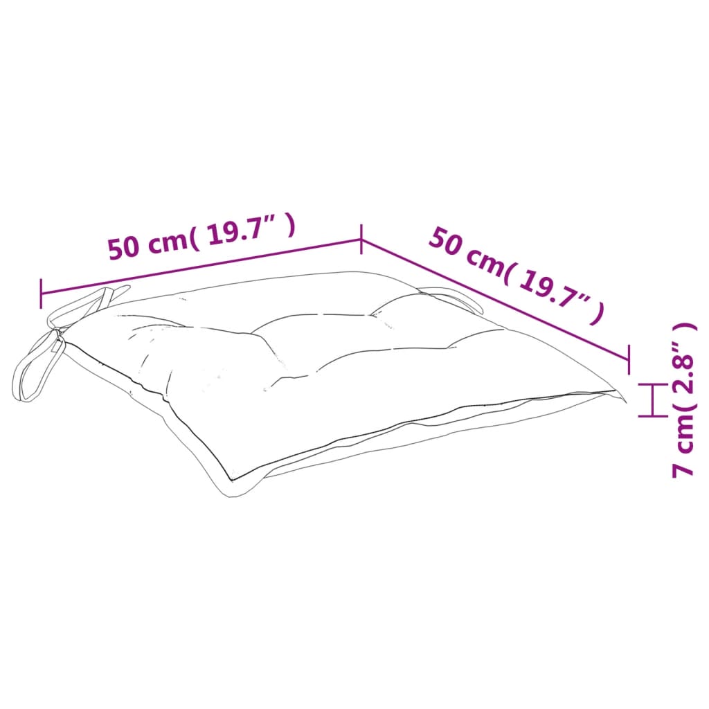 vidaXL Μαξιλάρια Καρέκλας 6 τεμ. Μαύρο Καρό 50 x 50 x 7 εκ. Υφασμάτινα