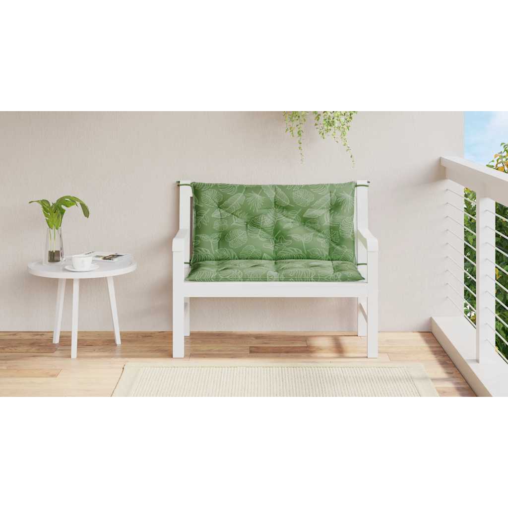 vidaXL Μαξιλάρια Πάγκου Κήπου 2 τεμ. Σχέδιο Φύλλων 100x50x7 εκ. Ύφασμα