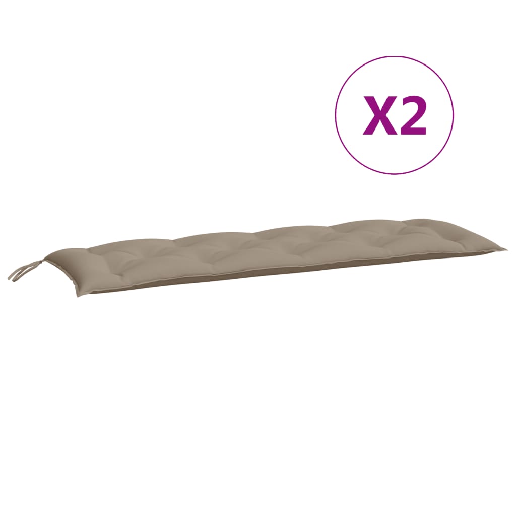 vidaXL Μαξιλάρια Πάγκου Κήπου 2 τεμ. Taupe 150x50x7cm Ύφασμα Oxford