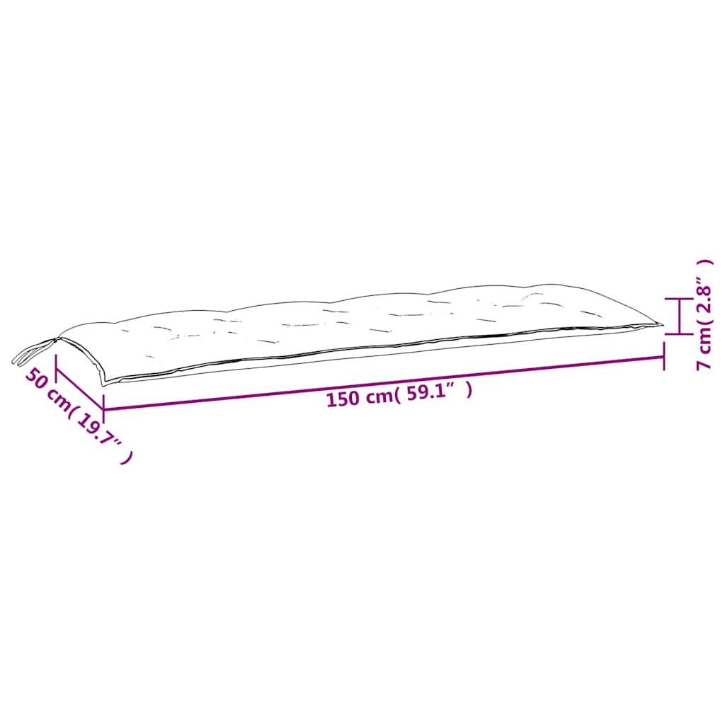 vidaXL Μαξιλάρια Πάγκου 2 τεμ. Μπλε & Λευκό Ριγέ 150x50x7εκ Υφασμάτινα