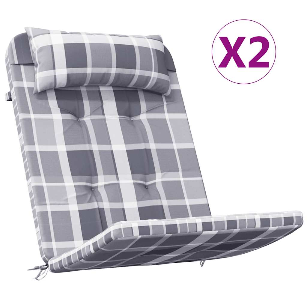 vidaXL Μαξιλάρια Καρέκλας Adirondack 2 τεμ. Γκρι Καρό Ύφασμα Oxford