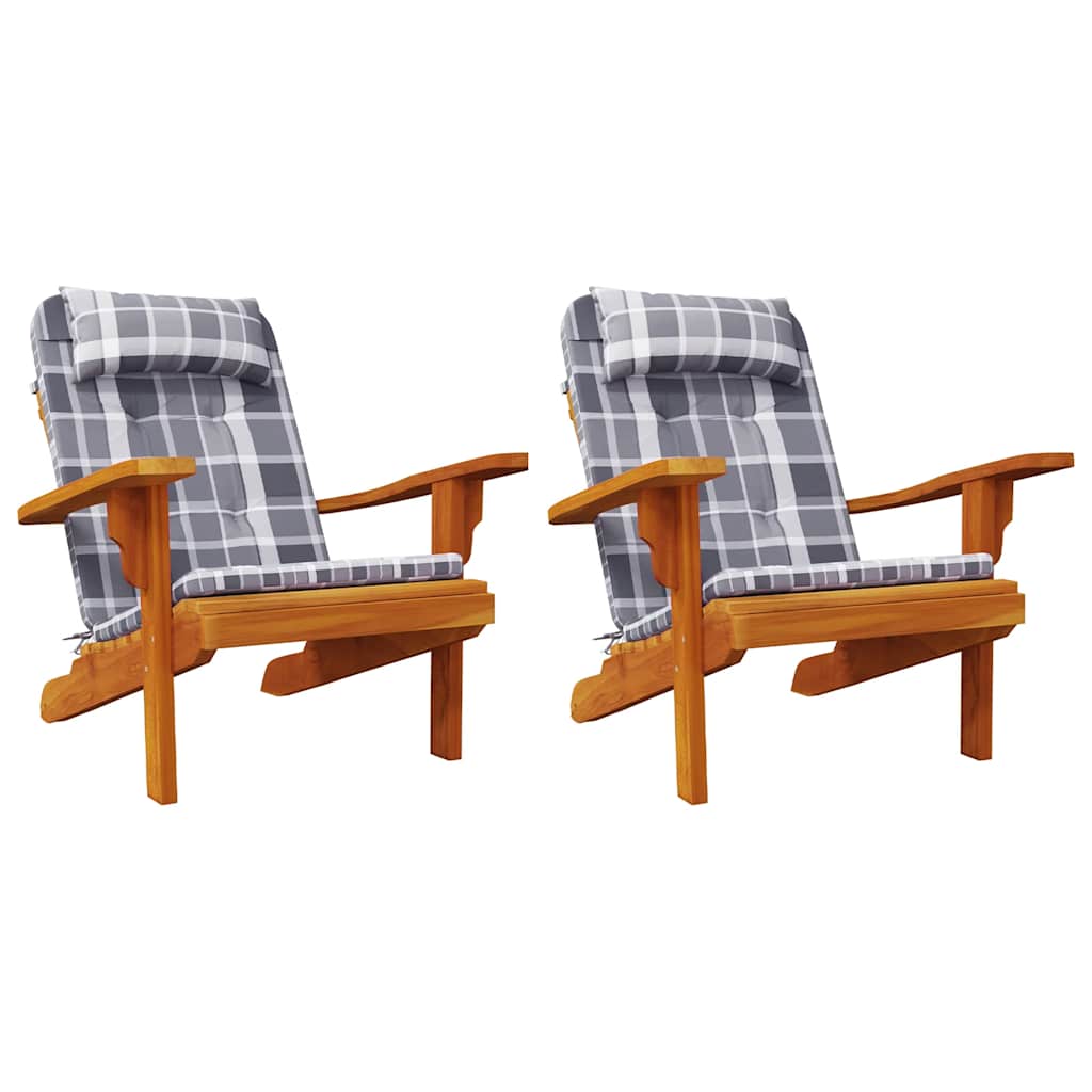 vidaXL Μαξιλάρια Καρέκλας Adirondack 2 τεμ. Γκρι Καρό Ύφασμα Oxford