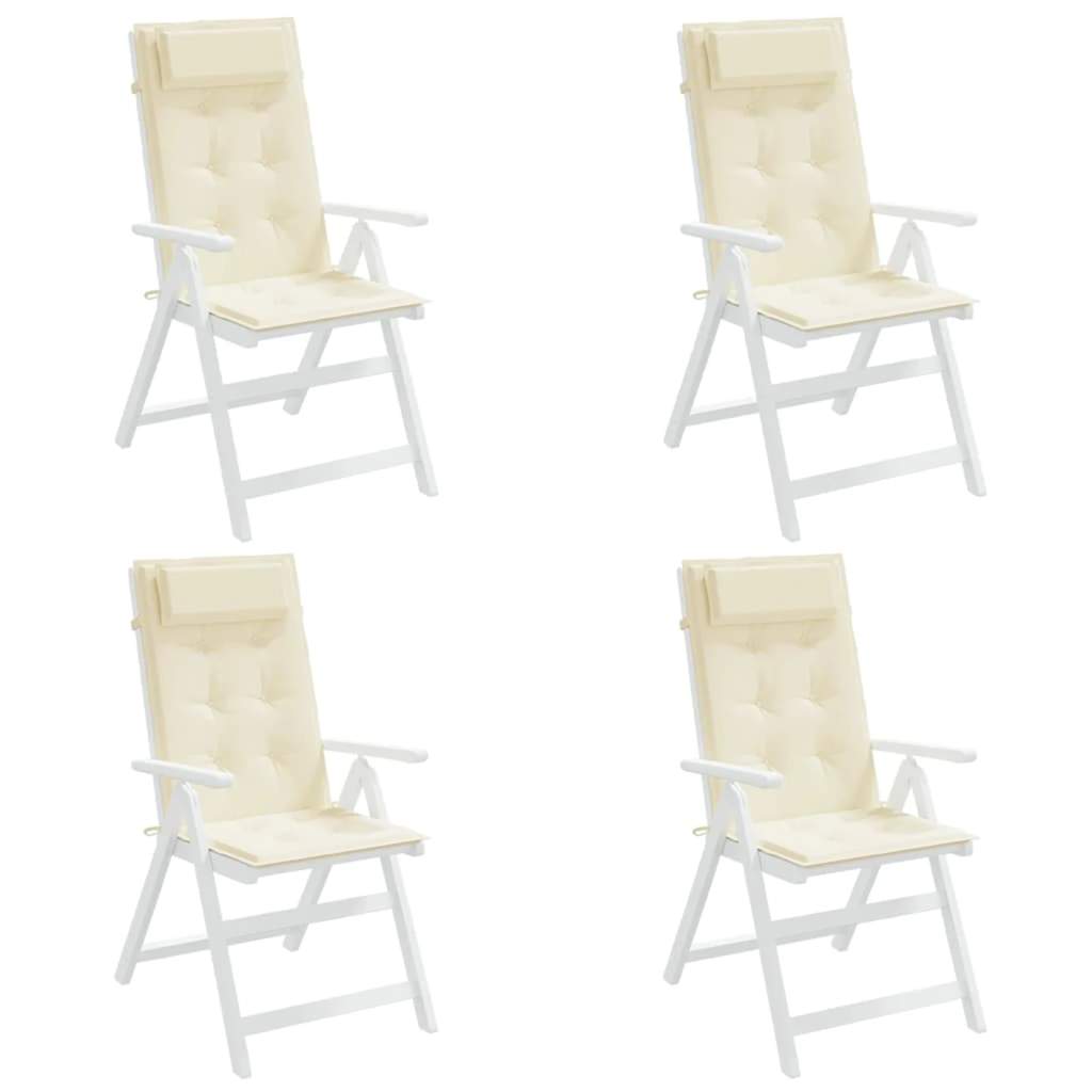 vidaXL Μαξιλάρια Καρέκλας με Πλάτη 4 τεμ. Κρεμ από Ύφασμα Oxford