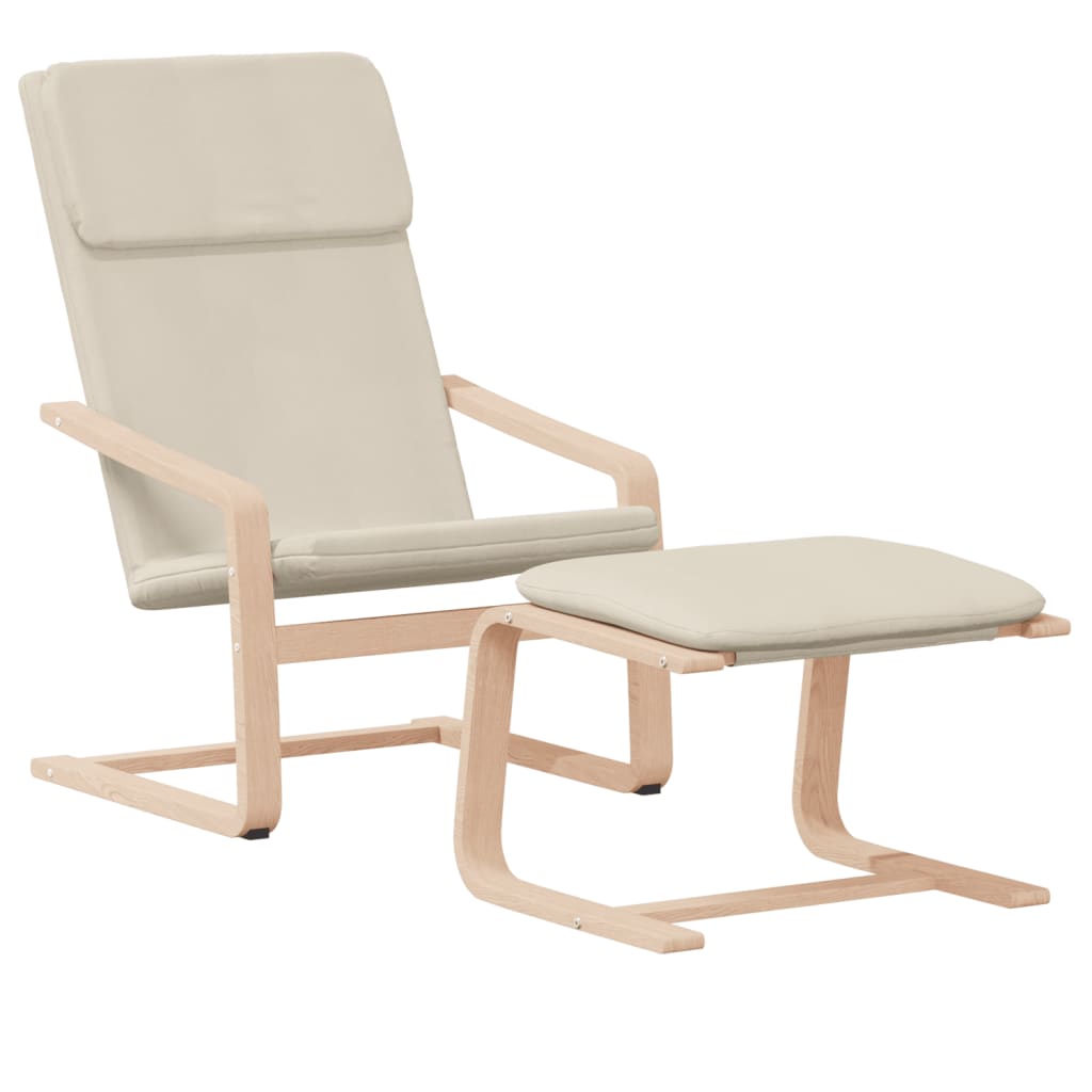 vidaXL Πολυθρόνα Relax Κρεμ Υφασμάτινη με Υποπόδιο