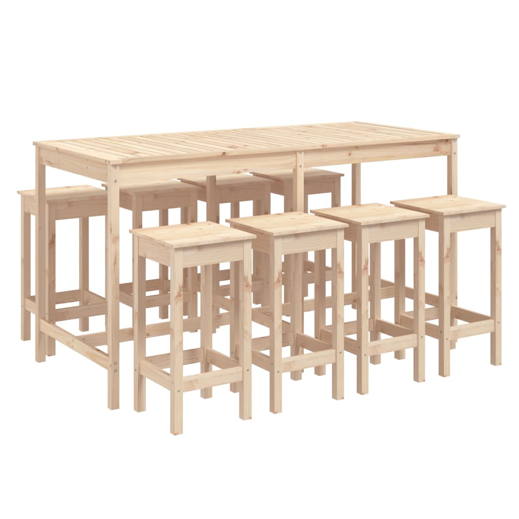 vidaXL Σετ Επίπλων Μπαρ Κήπου 9 Τεμαχίων από Μασίφ Ξύλο Πεύκου