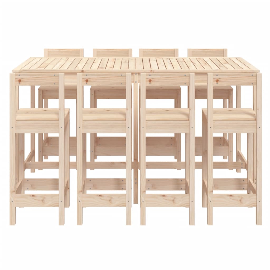 vidaXL Σετ Επίπλων Μπαρ Κήπου 9 Τεμαχίων από Μασίφ Ξύλο Πεύκου