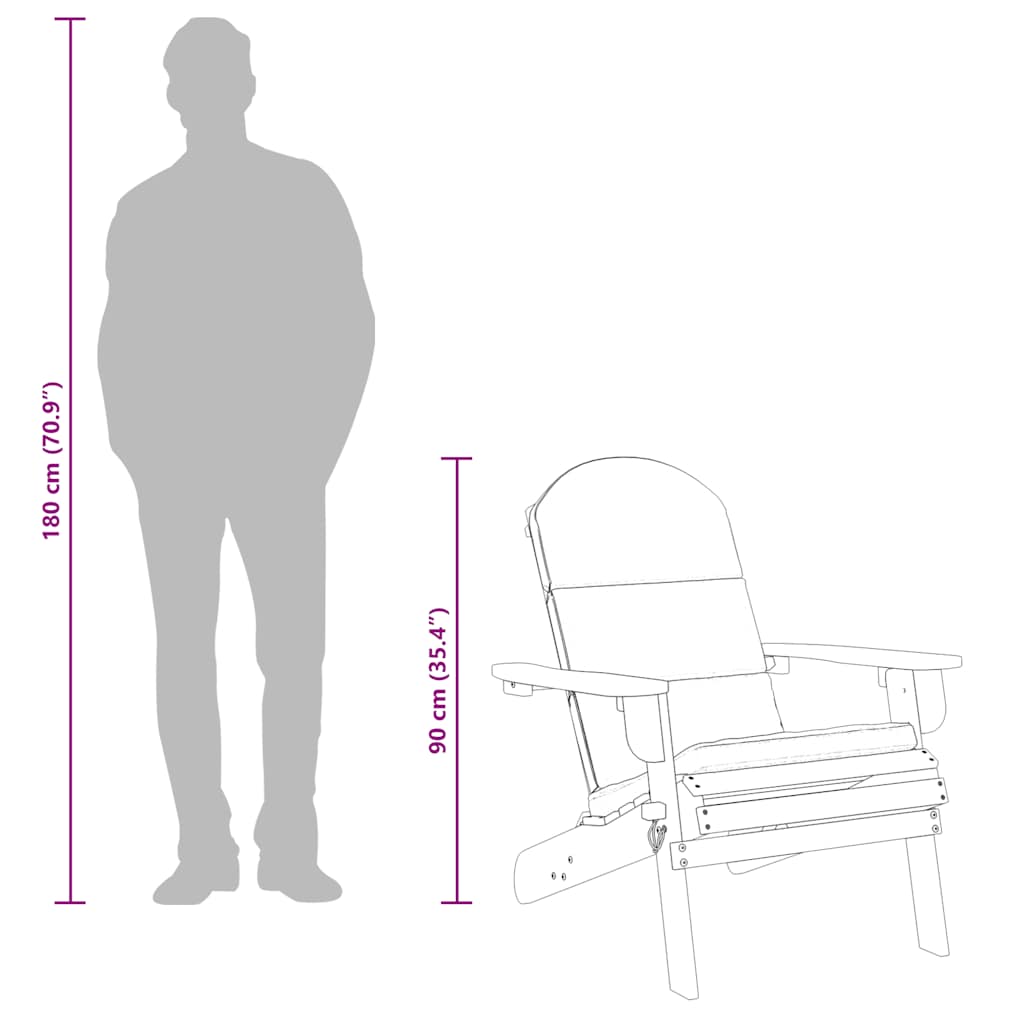 vidaXL Καρέκλα Κήπου Adirondack με Μαξιλάρια από Μασίφ Ξύλο Ακακίας