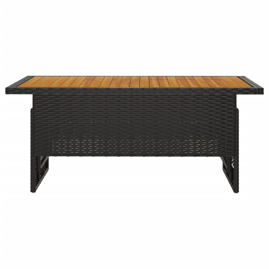 vidaXL Τραπέζι Κήπου Μαύρο 100x50x43/63 εκ. Μασίφ Ακακία & Συνθ. Ρατάν