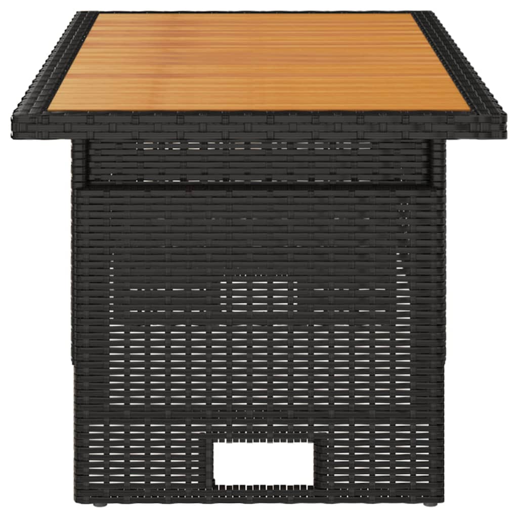 vidaXL Τραπέζι Κήπου Μαύρο 100x50x43/63 εκ. Μασίφ Ακακία & Συνθ. Ρατάν